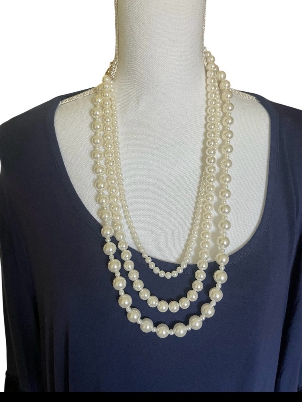 Multi-Strand Faux Pearl Necklace